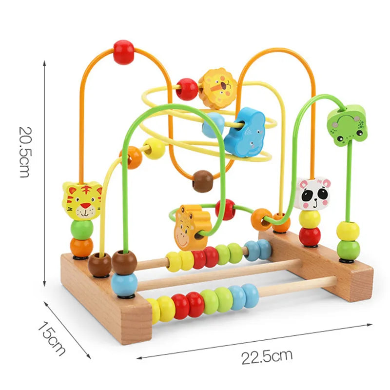 Montessori Baby Toys Wooden Roller Coaster Bead Maze Toddler Early Learning Educational Puzzle Math Toy for Children 1 2 3 Years